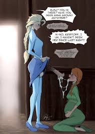 explicit, artist:bakuhaku, anna (frozen), elsa (frozen), disney, 1girl,  after deepthroat, after oral, after sex, animal genitalia, big balls,  bisexual, cheating, cheating wife, clothed, clothing, cucked by futa,  cuckold, cum, cum in mouth,