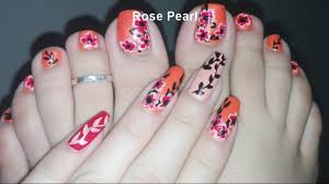Pink orchids with all their sophistication and grace lying on your beautifully pedicured and baby pink manicured nails. Diy Summer And Fall Flower Pedicure Toe Nail Art Tutorial Rose Pearl Youtube