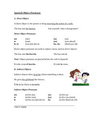 In this lesson, we will talk about both direct and indirect object pronouns. Spanish Direct And Indirect Object Pronouns Worksheet Handout Teaching Resources