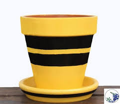Painted 6 Inch Flower Pot Yellow And Black Garden Planters Etsy Flower Pots Small Flower Pots Clay Pots