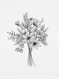 Download pictures of flower drawings and use any clip art,coloring,png graphics in your website, document or presentation. Wildflower Bouquet Art Print By Wildbloom Art X Small Flower Bouquet Drawing Flower Drawing Hand Drawn Flowers