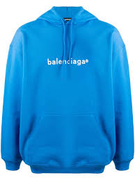 Great news!!!you're in the right place for balenciaga hoodie. Balenciaga Logo Print Loopback Cotton Jersey Hoodie Men Blue S Editorialist