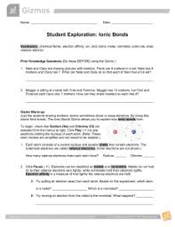 Student exploration ionic bonds gizmo answer key free ebook. Ionic Bonding Worksheet