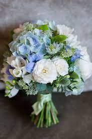 Blue and green hydrangea wedding bouquets. Pin On Wedding Colors