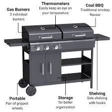 New for the 2020 season, this bbq uses charcoal baskets with hybrid briquettes which gives all the great taste of charcoal cooking but the convenience of lighting it with gas. Billyoh Montana Black Dual Fuel Gas And Charcoal Hybrid Bbq With Side Tables Includes Cover Regulator Charcoal Barbecues Garden Buildings Direct