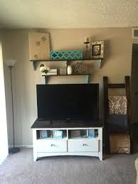 Diy Shelves Above Tv Rustic And Shabby Chic Salas Ideias