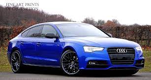 Audi Blue Sedan Luxury Car Art Print Audi Sedan Car Buying Sedan