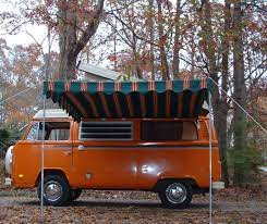 Westfalia Bus Awning Arched With Shock Poles For Extra Height Underneath And For Rain Run Off Dfoster Bells Trailer Awning Volkswagen Bus Camper Vw Bus Camper