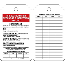 The owner occupied is responsible for keeping accurate records of these inspections. Fire Extinguisher Recharge Inspection Record Safety Tag