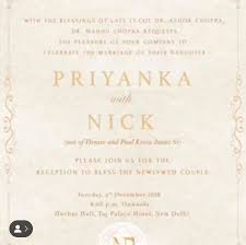 Wedding cards give you the opportunity to congratulate the couple and express a few personal, heartfelt sentiments. Photo Priyanka Chopra Nick Jonas Wedding Reception Invitation Card Hindi Movie News Times Of India
