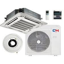 Ductless heating and air conditioning systems provide optimal comfort along with the reduced energy consumption that comes with zoned. Cooper Hunter 12 000 Btu Sophia Series Single Zone Ceiling Cassette Ductless Mini Split Air Conditioner System With 16 Ftkit Walmart Com Walmart Com