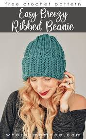Beginner Crochet Beanie Pattern Easy Breezy Ribbed Beanie Free Crochet Hat Pa Crochet Hats Free Pattern Crochet Hat For Beginners Easy Crochet Hat Patterns