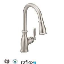Determine which side of your faucet is leaking by shutting off the water supply valves one at a time. Moen 7185srs Spot Resist Stainless Brantford Single Handle Pulldown Spray Kitchen Faucet With Reflex Technology Faucetdirect Com