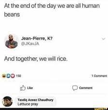 At The End Of The Day We Are All Human Beans And Together We Will Rice We Are All Human Memes Human Bean
