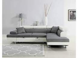 Housse de canapé extensible pour vos meubles. Canape D Angle Convertible Sophia Luxe 265 X 190 5 X 80 91 Cm Blanc Gris 5 Places Angle Droit Vente De Habitat Et Jardin Conforama