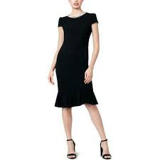 Betsey Johnson Womens Black Satin Bow Print Midi Maxi Dress