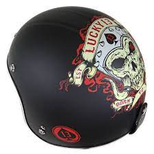 Lucky 13 Mens Motor Skull Matte Black Open Face Helmet Open Face Helmets Helmet Custom Helmets