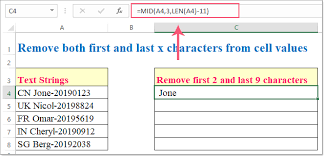 Number of characters to remove: How To Remove First Last X Characters Or Certain Position Characters From Text In Excel
