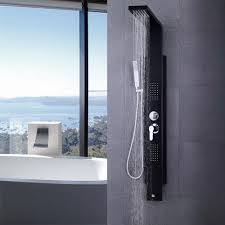 Firebird 48″ black stainless steel shower panel offers one of the most efficient and reliable shower board systems available in the market today. Buy Sintra Stainless Steel Black Shower Panel System With Rainfall Shower Body Massage Jets Online Black Shower Panel