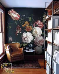 donkere bloemen verwisselbare behang nederlandse bloemen etsy behang ontwerpen behang woonkamer verwijderbaar behang