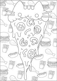 Pizza Pusheen Color This Pusheen Pizza With A Background Full Of Junk Food Stuffs From The Galler Pusheen Coloring Pages Coloring Pages Food Coloring Pages