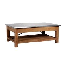Find a great selection of wood coffee tables, metal accent tables, storage tables & more. 48 Millwork Coffee Table With Shelf Wood And Zinc Metal Silver Light Amber Alaterre Furniture Target