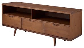 Whether you grew up with the traditional green, gold, and orange family room or you first spied the design style on a favorite television rerun, it is certainly iconic and has stood the test of time. 58 3 Drawer Mid Century Modern Tv Stand Midcentury Entertainment Centers And Tv Stands By Walker Edison Houzz