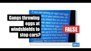 gangs are not targeting cars with eggs in canada afp fact