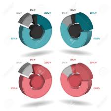 emerald green three dimensional circle chart set for infographic