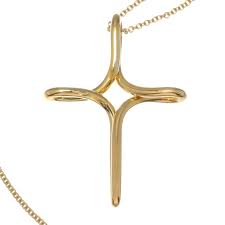 Tiffany Co Elsa Peretti Yellow Gold Infinity Cross Pendant Necklace Cross Pendant Necklace Cross Pendant Pendant Necklace