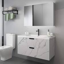 Modern bathroom sink vanities also feature a number of different sink types, with very distinctive appearances: Modern 36 Floating Bathroom Vanity Wall Mount Single Sink Vanity In 2021 Floating Bathroom Vanities Unique Bathroom Vanity Bathroom Interior Design