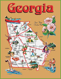 Pictorial Travel Map Of Georgia Georgia Map Savannah Georgia Map Usa Map