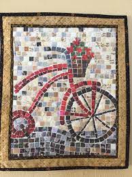Abstract Mosaic Bicycle Fiber Art Quilted Wall Hanging Etsy Fiber Art Quilts Art Quilts Quilted Wall Hangings