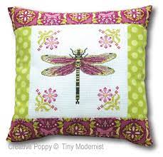 Cross stitch patterns harmony dragon. Tiny Modernist Dragonfly Pillow Cross Stitch Pattern