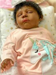 Ethnic Reborn Gaby Gail by Claire Taylor Asleep Girl Doll w/Rooted Hair