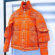 Black And Yellow Bandana Jacket 4 949 Likes 261 Comments Made By Rich God Richgodxx On Instagram Orange Paisley Made From Real Bandanas Hoo In 2020 Paisley Red Leather Jacket Leather Jacket