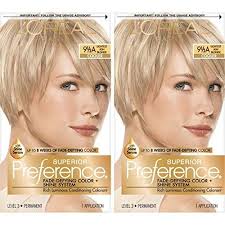 Here at walgreens.com, we carry a rainbow of hair colors to match any style you desire. L Oreal Paris Superior Preference Permanent Hair Color 9 5a Lightest Ash Blonde 2 Count Reviews 2021