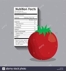 nutrition facts of tomato label content template stock