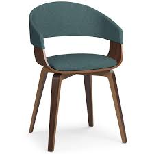 Simpli Home Lowell Mid Century Modern Bentwood Dining Chair in Light  Turquoise Blue Linen Look Fabric AXCLOW-LTB