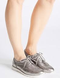 Wide Fit Leather Brogue Shoes M S Collection M S Leather Block Heels Shoes Leather Brogues