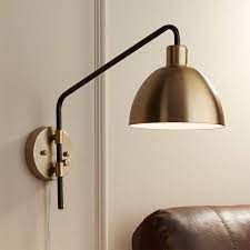 Colwood Antique Brass And Bronze Plug In Swing Arm Wall Lamp 76d38 Lamps Plus Swing Arm Wall Lamps Plug In Wall Lamp Wall Mounted Lamps