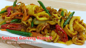 1 bawang besar dihiris kasar. Resepi Sotong Goreng Kunyit Turmeric Stir Fry Squids Recipe Youtube