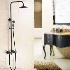 Glen Oil Rubbed Bronze Wall Mounted Rainfall Shower Head With Handheld Shower Tub Spout Funitic Rainfall Shower Head Shower Heads Bronze Bathroom Accessories