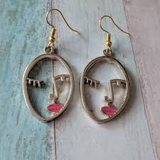 Face Earrings, Tribal Earrings, Tribal Jewellery, Art Deco Earrings,  Abstract Art Jewelry, Art Teacher Gifts, Artist Earrings, Art Lover