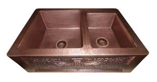 double bowl solid copper farmhouse sink