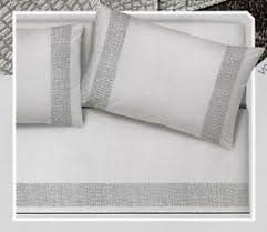 Opzioni di cuscini più a strisce Completo Lenzuola Matrimoniale Cotone Inserti Damascato Mosaico Daniela Grigio Ebay