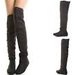 Over the knee flat black boots