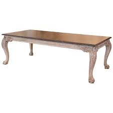 Oversized Chippendale Dining Table With Faux Marble Top And Distressed Finish Carved Table Dining Table Faux Marble