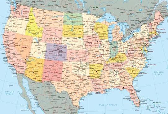 US Map - America is a continent, not a country