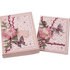 Not afraid of a flower, ribbon, pearl or two, christina also has wonderful embellishments, flourishes and combining dies to make your cards burst with ornamentation. Card Making Magic Die Set Quatrefoil Trellis Set Of 2 By Christina Griffiths Sointechile Cl